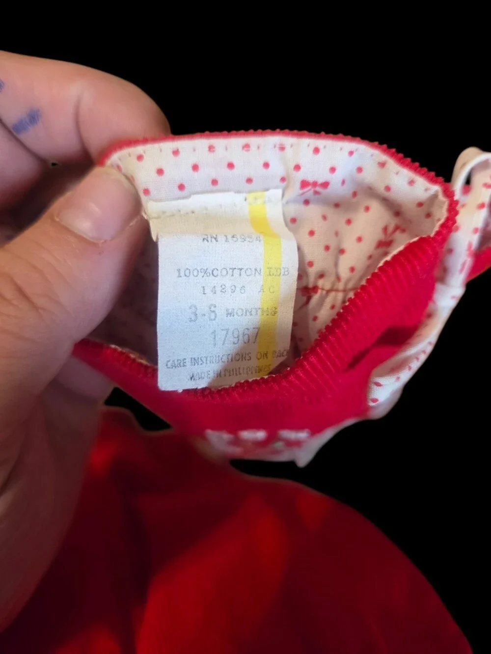 Vtg 3-6 mo Christmas Holiday Outfit Red Corduroy Bibs Embroidered Bows Lace Trim